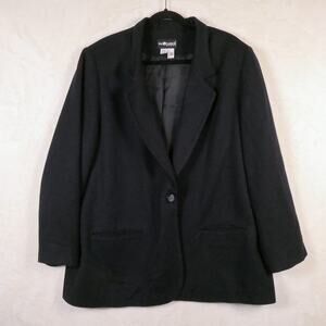 Vintage Sag Harbor 100% Wool Black Blazer Size 22W Office Jacket Made in Mexico